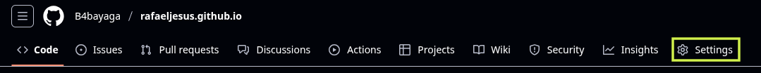 Imagem Print menu Settings do GitHub